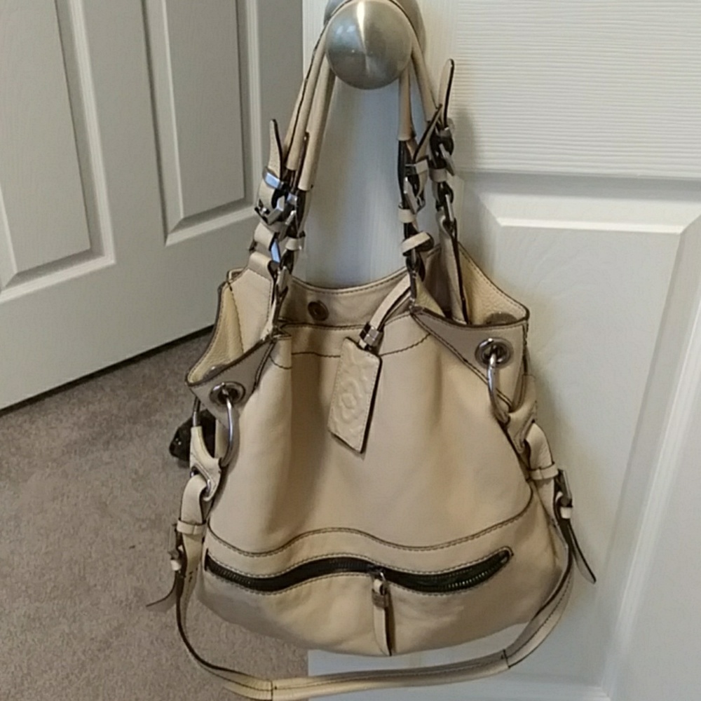 ORYANY  2 WAY CROSSBODY CREAM LEATHER  BAG SILVER HARDWARE